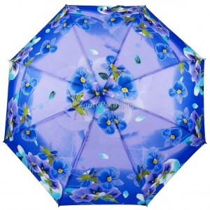Зонт  Rain Proof сиреневый с цветами, механика, 3 сл., арт.1055-10
